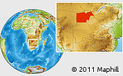 Physical Location Map of Maun Region, within the entire country