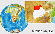 Physical Location Map of Maun Region, highlighted country, within the entire country