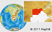 Physical Location Map of Maun Region, highlighted country