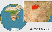 Satellite Location Map of Maun Region, within the entire country