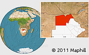 Satellite Location Map of Maun Region, highlighted country