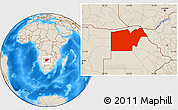 Shaded Relief Location Map of Maun Region