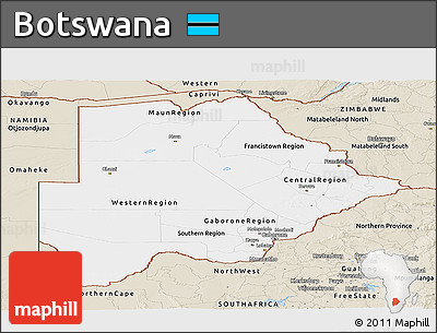 Classic Style Panoramic Map of Botswana