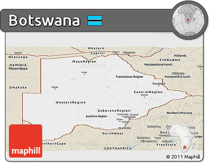 Classic Style Panoramic Map of Botswana