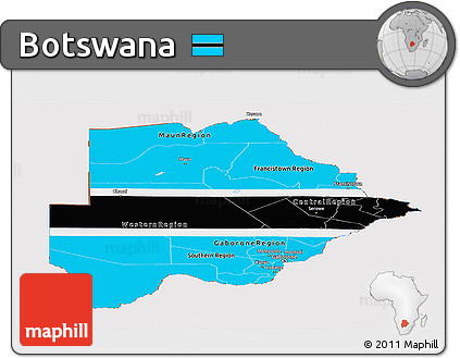 Flag Panoramic Map of Botswana, flag centered