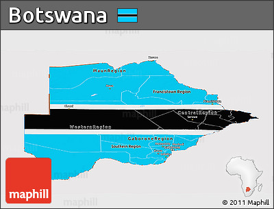 Flag Panoramic Map of Botswana, flag centered