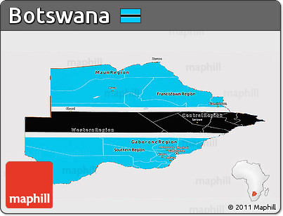 Flag Panoramic Map of Botswana, flag centered