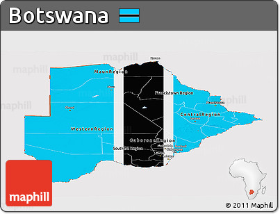 Flag Panoramic Map of Botswana, flag rotated