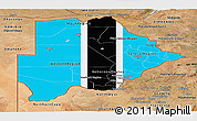 Flag Panoramic Map of Botswana, satellite outside, flag aligned to the middle