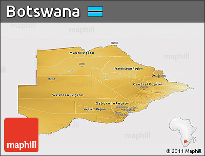 Physical Panoramic Map of Botswana, cropped outside