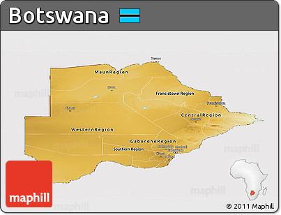 Physical Panoramic Map of Botswana, cropped outside