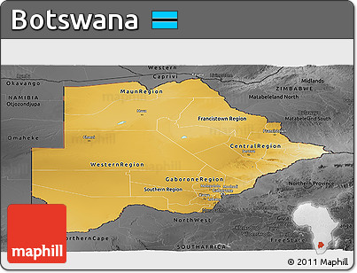 Physical Panoramic Map of Botswana, darken, desaturated