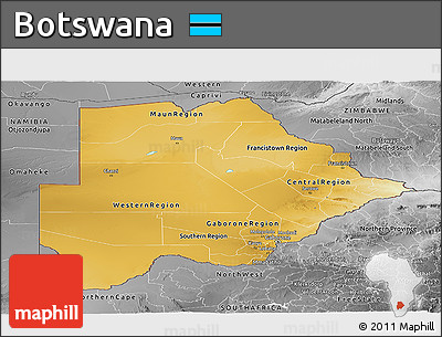 Physical Panoramic Map of Botswana, desaturated
