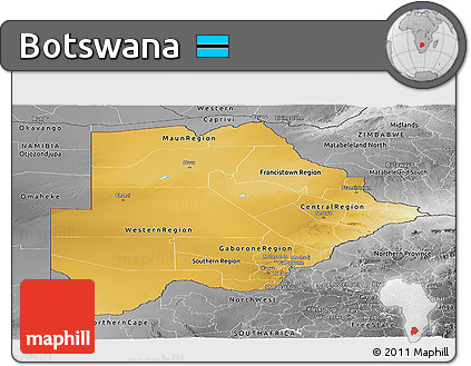 Physical Panoramic Map of Botswana, desaturated