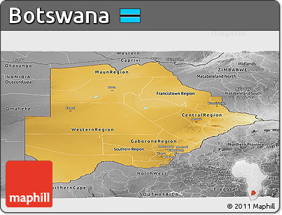 Physical Panoramic Map of Botswana, desaturated