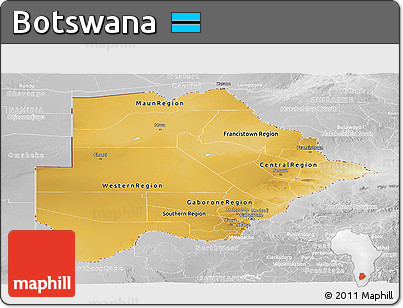 Physical Panoramic Map of Botswana, lighten, desaturated