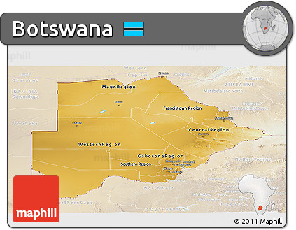 Physical Panoramic Map of Botswana, lighten