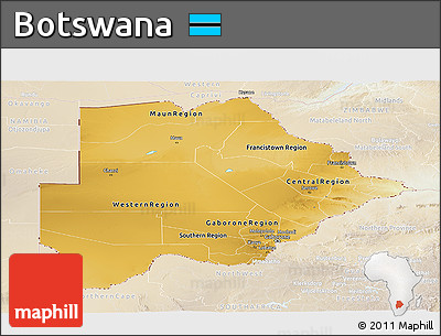 Physical Panoramic Map of Botswana, lighten