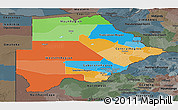 Political Panoramic Map of Botswana, darken, semi-desaturated