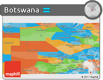 Political Panoramic Map of Botswana