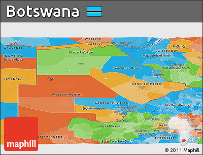 Political Panoramic Map of Botswana