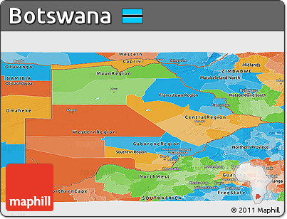 Political Panoramic Map of Botswana
