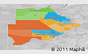 Political Panoramic Map of Botswana, lighten, desaturated