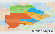 Political Panoramic Map of Botswana, lighten