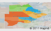 Political Panoramic Map of Botswana, lighten, semi-desaturated