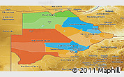 Political Panoramic Map of Botswana, physical outside