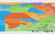 Political Panoramic Map of Botswana, political shades outside