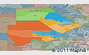 Political Panoramic Map of Botswana, semi-desaturated