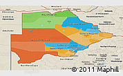 Political Panoramic Map of Botswana, shaded relief outside