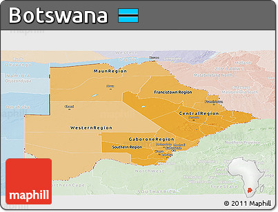 Political Shades Panoramic Map of Botswana, lighten