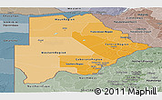 Political Shades Panoramic Map of Botswana, semi-desaturated
