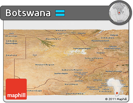 Satellite Panoramic Map of Botswana
