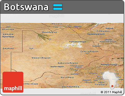 Satellite Panoramic Map of Botswana
