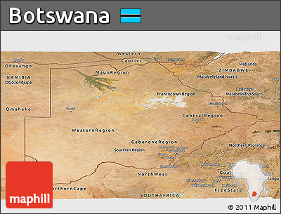 Satellite Panoramic Map of Botswana
