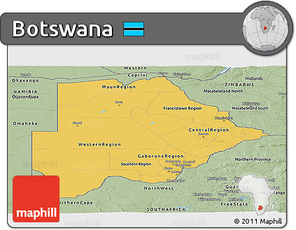 Savanna Style Panoramic Map of Botswana