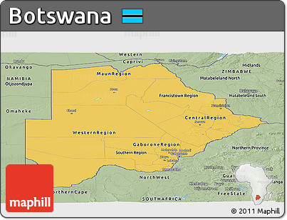 Savanna Style Panoramic Map of Botswana