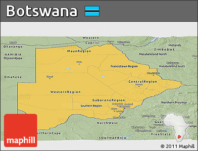 Savanna Style Panoramic Map of Botswana