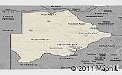 Shaded Relief Panoramic Map of Botswana, darken, desaturated