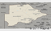 Shaded Relief Panoramic Map of Botswana, darken, semi-desaturated