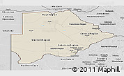 Shaded Relief Panoramic Map of Botswana, desaturated