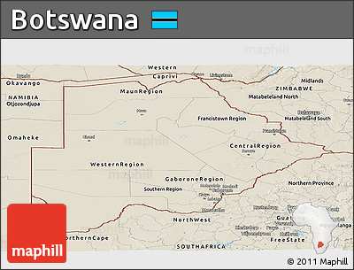 Shaded Relief Panoramic Map of Botswana