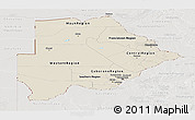 Shaded Relief Panoramic Map of Botswana, lighten, semi-desaturated