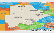 Shaded Relief Panoramic Map of Botswana, political outside