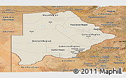 Shaded Relief Panoramic Map of Botswana, satellite outside