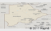 Shaded Relief Panoramic Map of Botswana, semi-desaturated