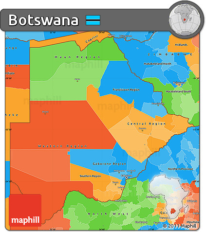 Political Simple Map of Botswana